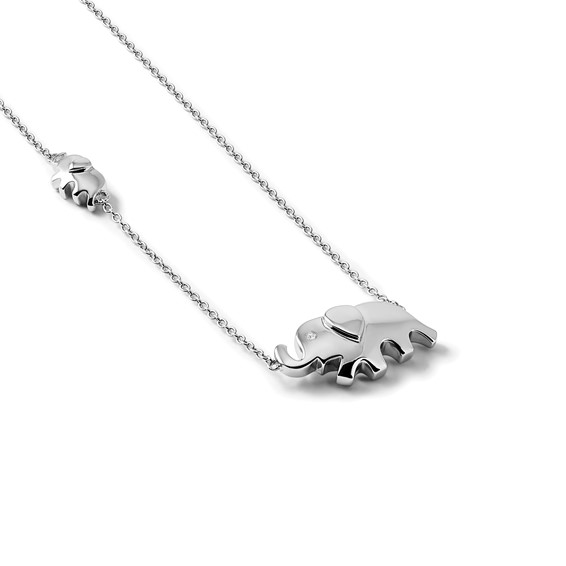 White Ice Sterling Silver Rhodium-plated 18 Inch Diamond Elephant Necklace