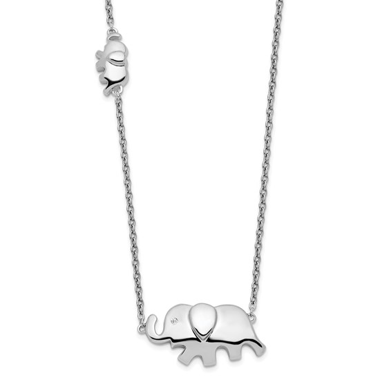 White Ice Sterling Silver Rhodium-plated 18 Inch Diamond Elephant Necklace