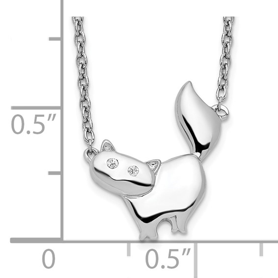 White Ice Sterling Silver Rhodium-plated 18 Inch Diamond Cat Necklace