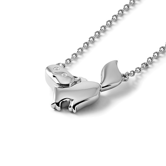 White Ice Sterling Silver Rhodium-plated 18 Inch Diamond Cat Necklace