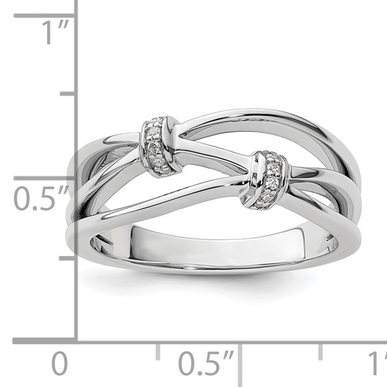 White Ice Sterling Silver Rhodium-plated Diamond Criss Cross Ring