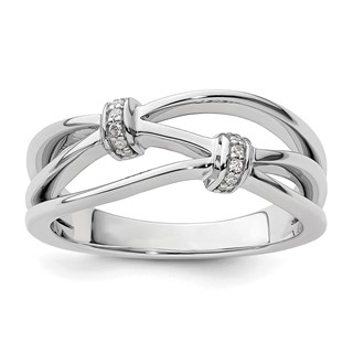 White Ice Sterling Silver Rhodium-plated Diamond Criss Cross Ring