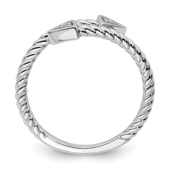 White Ice Sterling Silver Rhodium-plated Diamond Arrow Ring