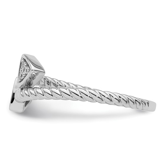 White Ice Sterling Silver Rhodium-plated Diamond Arrow Ring