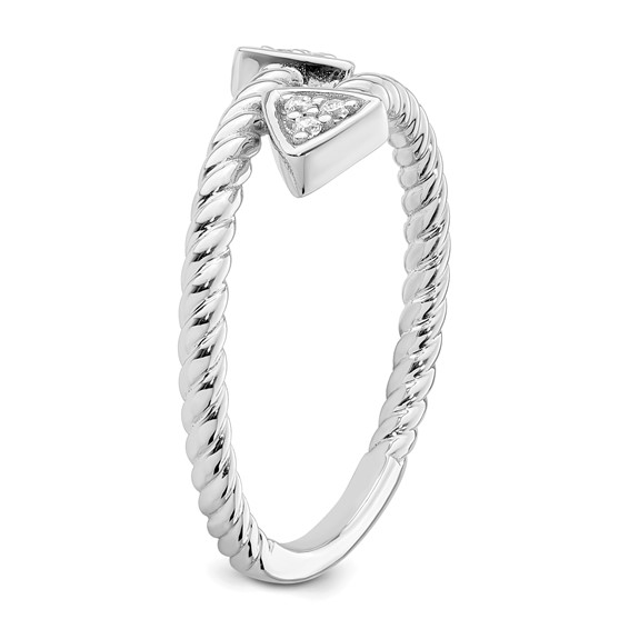 White Ice Sterling Silver Rhodium-plated Diamond Arrow Ring