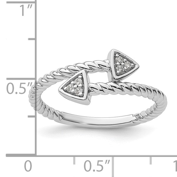 White Ice Sterling Silver Rhodium-plated Diamond Arrow Ring