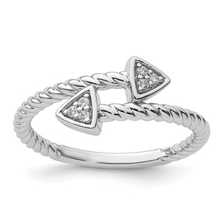 White Ice Sterling Silver Rhodium-plated Diamond Arrow Ring