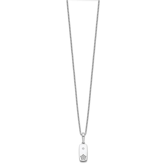 White Ice Sterling Silver Rhodium-plated 18 Inch Diamond Star Tag Necklace with 2 Inch Extender