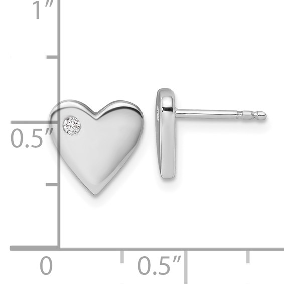 White Ice Sterling Silver Rhodium-plated Diamond Heart Earrings