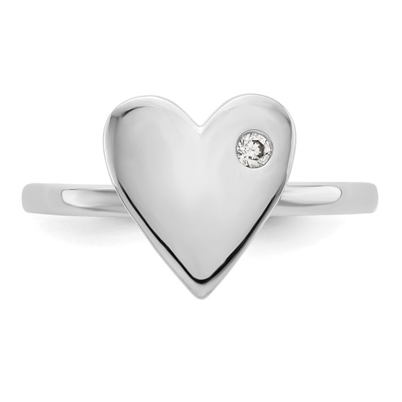 White Ice Sterling Silver Rhodium-plated Diamond Heart Ring