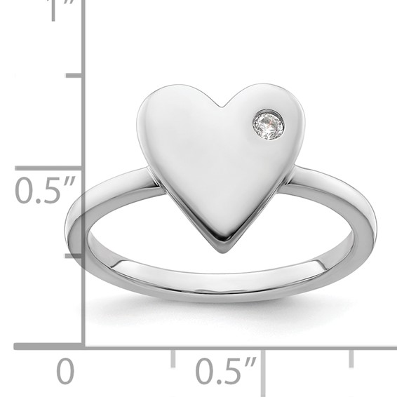 White Ice Sterling Silver Rhodium-plated Diamond Heart Ring