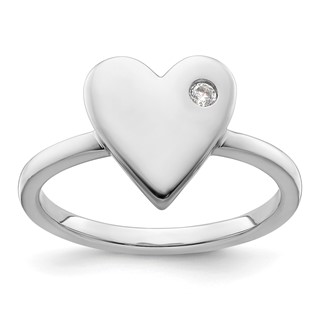 White Ice Sterling Silver Rhodium-plated Diamond Heart Ring