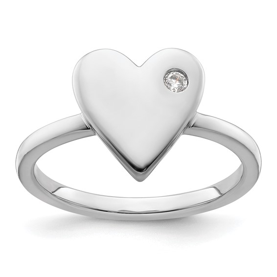 White Ice Sterling Silver Rhodium-plated Diamond Heart Ring
