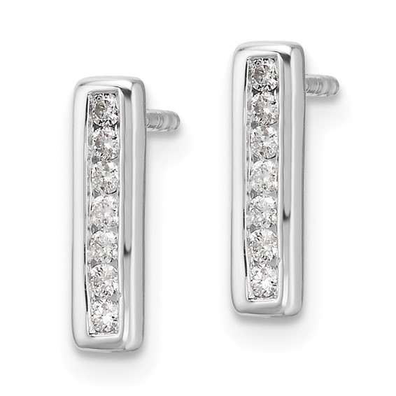 White Ice Sterling Silver Rhodium-plated Diamond Vertical Post Earrings