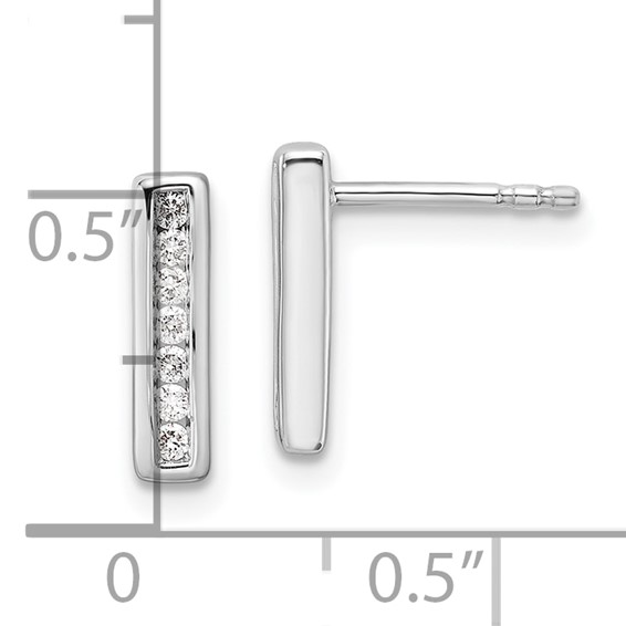 White Ice Sterling Silver Rhodium-plated Diamond Vertical Post Earrings