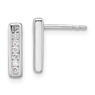 White Ice Sterling Silver Rhodium-plated Diamond Vertical Post Earrings