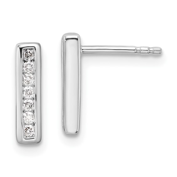 White Ice Sterling Silver Rhodium-plated Diamond Vertical Post Earrings