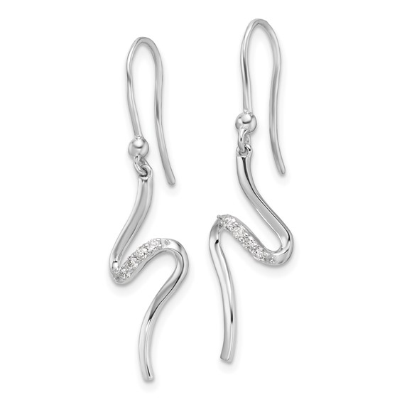 White Ice Sterling Silver Rhodium-plated Diamond Shepherd Hook Dangle Earrings