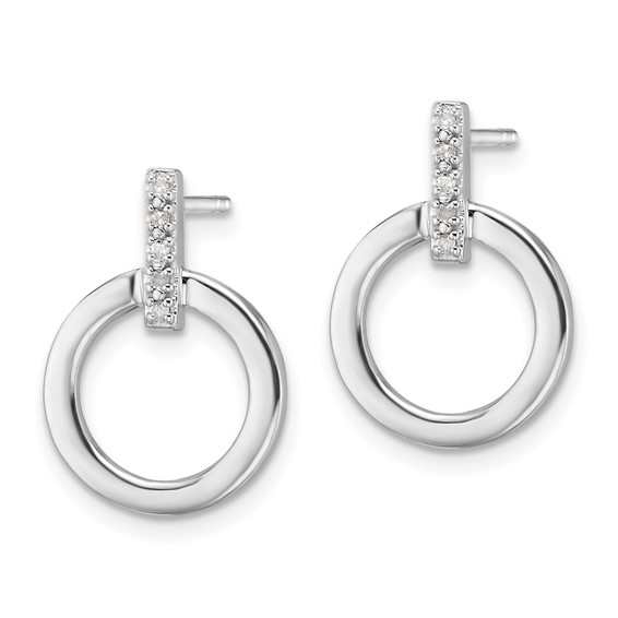 White Ice Sterling Silver Rhodium-plated Diamond Open Circle Post Earrings
