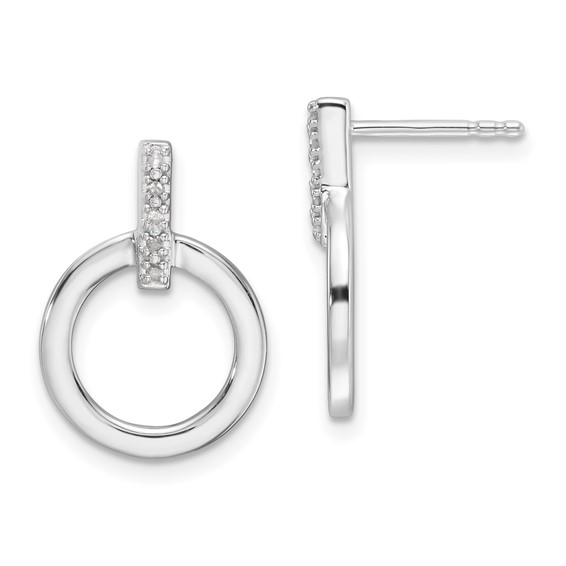 White Ice Sterling Silver Rhodium-plated Diamond Open Circle Post Earrings