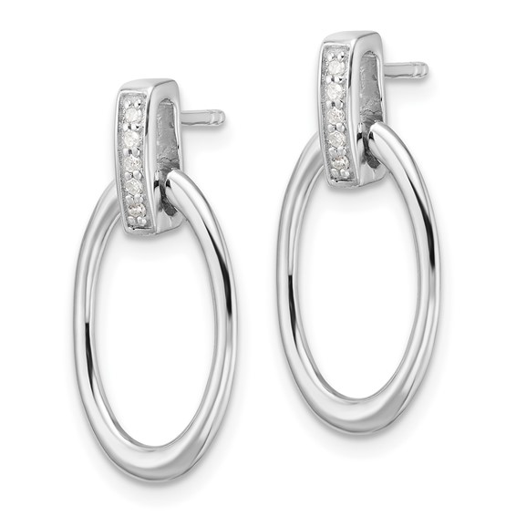 White Ice Sterling Silver Rhodium-plated Diamond Oval Post Dangle Earrings