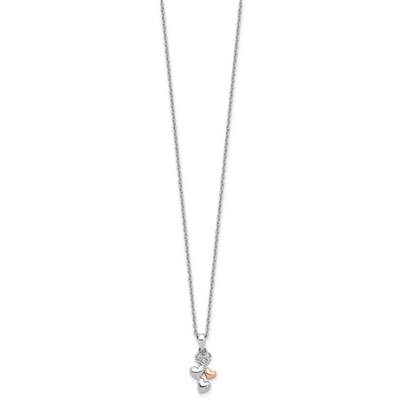 White Ice Sterling Silver Rhodium-plated Rose-tone 18 inch Diamond Heart  Necklace with 2 inch Extender
