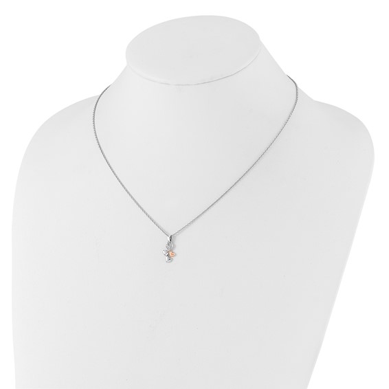 White Ice Sterling Silver Rhodium-plated Rose-tone 18 inch Diamond Heart  Necklace with 2 inch Extender
