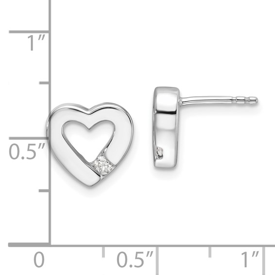 White Ice Sterling Silver Rhodium-plated Diamond Open Heart Post Earrings