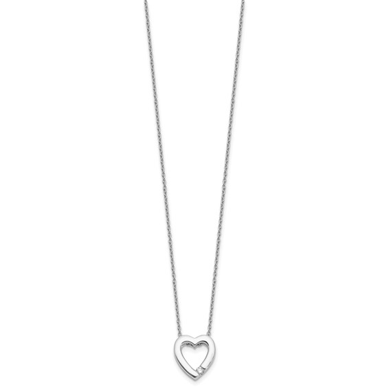 White Ice Sterling Silver Rhodium-plated Diamond Open Heart 18 inch Necklace plus 2 inch Extender