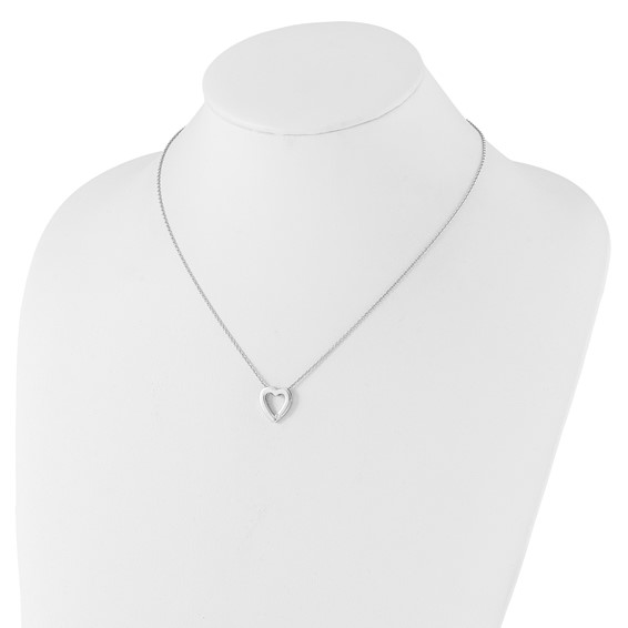White Ice Sterling Silver Rhodium-plated Diamond Open Heart 18 inch Necklace plus 2 inch Extender