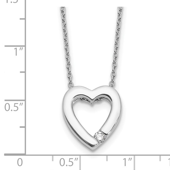 White Ice Sterling Silver Rhodium-plated Diamond Open Heart 18 inch Necklace plus 2 inch Extender