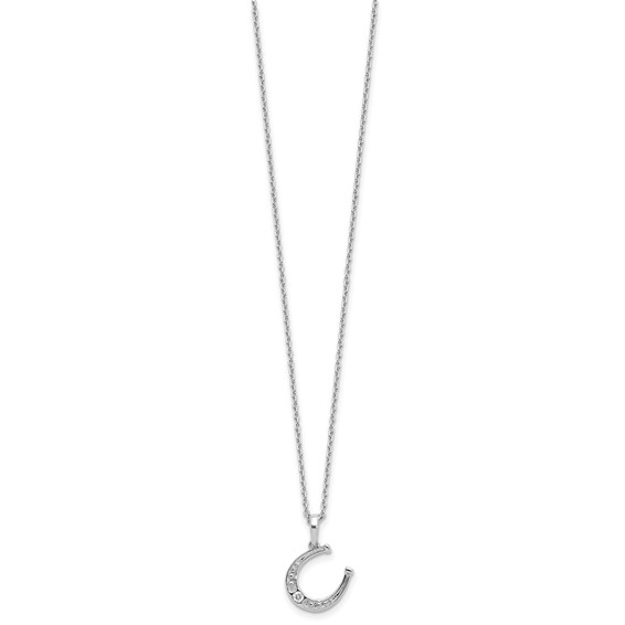 White Ice Sterling Silver Rhodium-plated 18 inch Diamond Horseshoe  Necklace plus 2 inch Extender