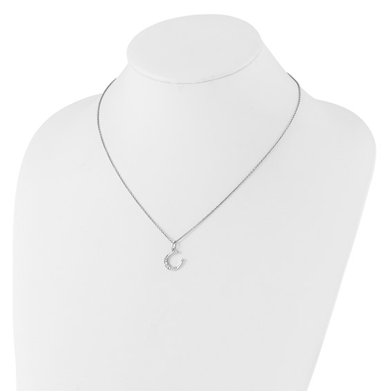White Ice Sterling Silver Rhodium-plated 18 inch Diamond Horseshoe  Necklace plus 2 inch Extender