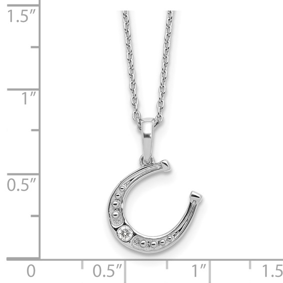 White Ice Sterling Silver Rhodium-plated 18 inch Diamond Horseshoe  Necklace plus 2 inch Extender