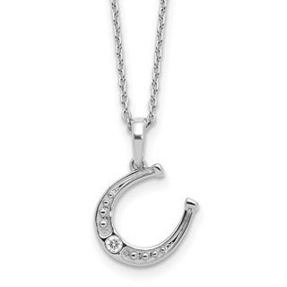 White Ice Sterling Silver Rhodium-plated 18 inch Diamond Horseshoe  Necklace plus 2 inch Extender