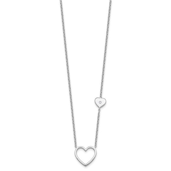 White Ice Sterling Silver Rhodium-plated 18 inch Diamond Hearts Necklace plus 2 inch Extender