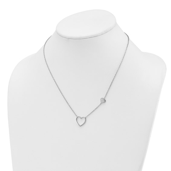 White Ice Sterling Silver Rhodium-plated 18 inch Diamond Hearts Necklace plus 2 inch Extender