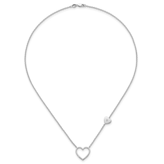 White Ice Sterling Silver Rhodium-plated 18 inch Diamond Hearts Necklace plus 2 inch Extender