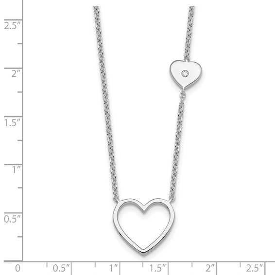 White Ice Sterling Silver Rhodium-plated 18 inch Diamond Hearts Necklace plus 2 inch Extender