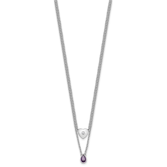 White Ice Diamond and Gemstone Heart Necklace