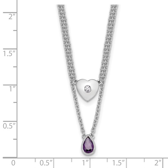 White Ice Diamond and Gemstone Heart Necklace