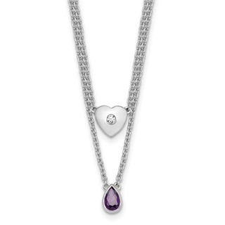 White Ice Diamond and Gemstone Heart Necklace