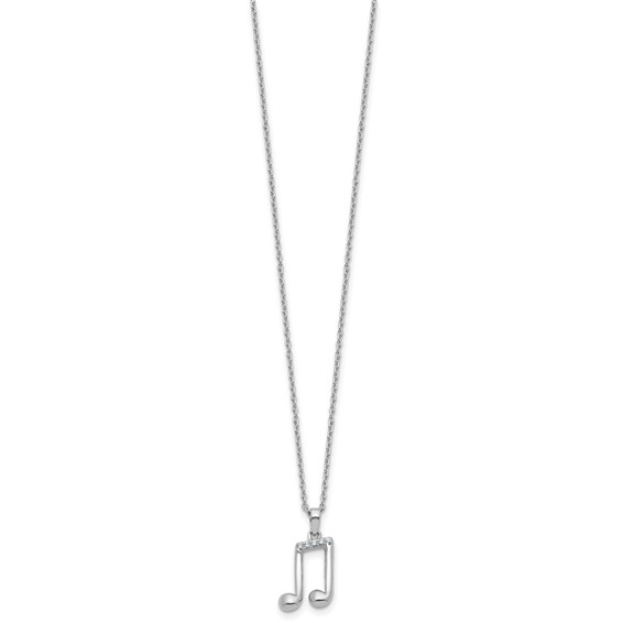 White Ice Sterling Silver Rhodium-plated Diamond Music Note 18 inch Necklace plus 2 inch Extender