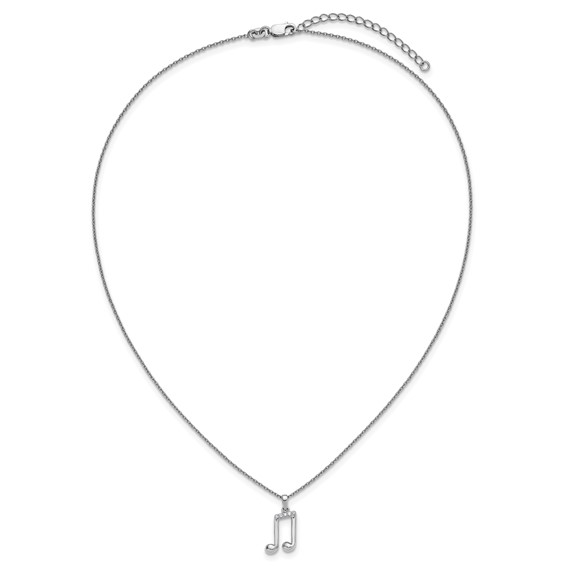 White Ice Sterling Silver Rhodium-plated Diamond Music Note 18 inch Necklace plus 2 inch Extender