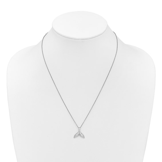 White Ice Sterling Silver Rhodium-plated Diamond Whale Tail 18 inch Necklace plus 2 inch Extender