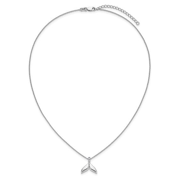 White Ice Sterling Silver Rhodium-plated Diamond Whale Tail 18 inch Necklace plus 2 inch Extender