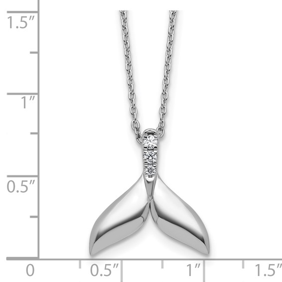 White Ice Sterling Silver Rhodium-plated Diamond Whale Tail 18 inch Necklace plus 2 inch Extender