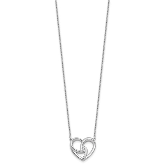 White Ice Sterling Silver Rhodium-plated Diamond Fancy Heart 18 inch Necklace plus 2 inch Extender