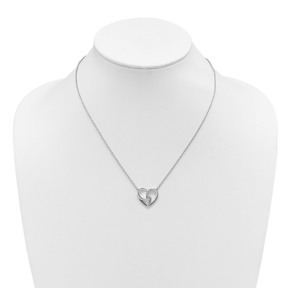 White Ice Sterling Silver Rhodium-plated Diamond Fancy Heart 18 inch Necklace plus 2 inch Extender
