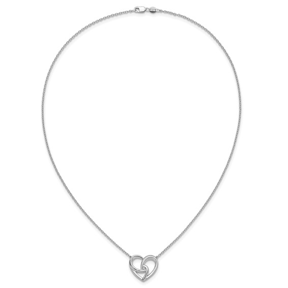 White Ice Sterling Silver Rhodium-plated Diamond Fancy Heart 18 inch Necklace plus 2 inch Extender